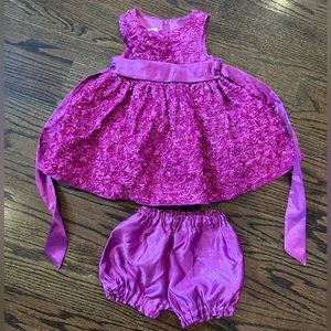 Flower 18 mo girls dress, rose design and sequins, pink/purple princess dress